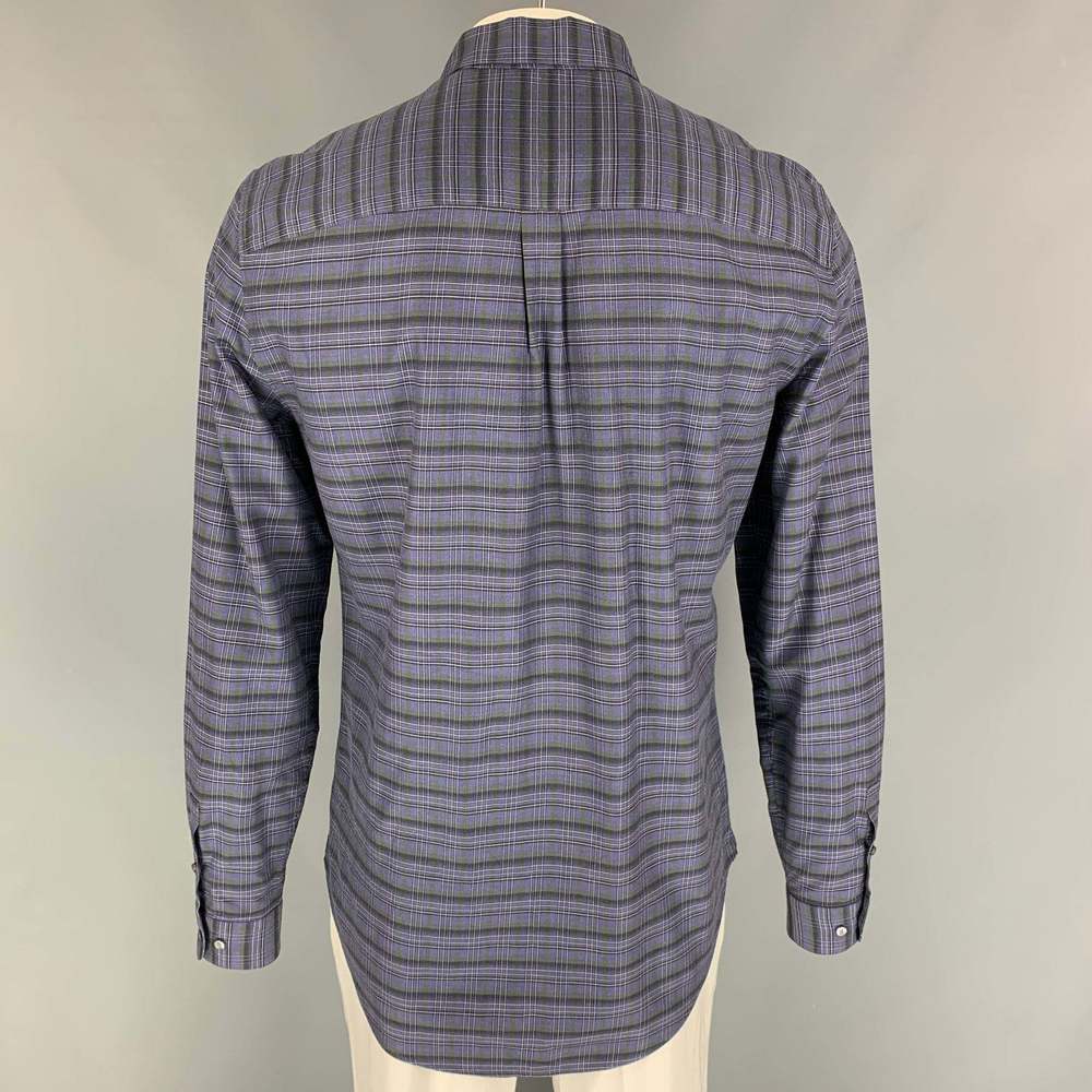 LOUIS VUITTON Purple Black Green Plaid Cotton Long Sleeve Shirt - Picture 3 of 8